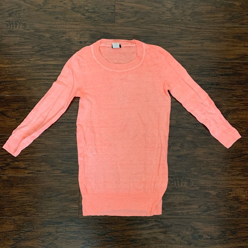 J. Crew Garment Dyed Neon Coral Linen ‘Tippi’